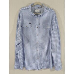 Poncho  Nylon/Spandex Blue/White Plaid Long Sleeve Fishing Shirt Size 3XL